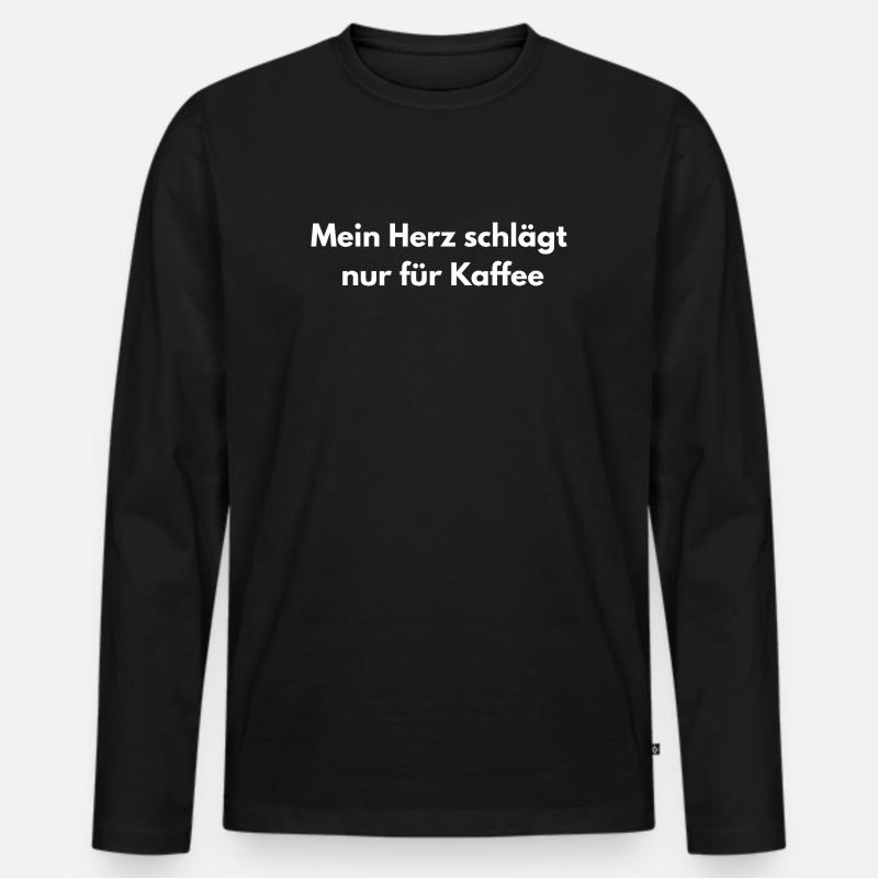 Kaffee Liebe – Herz Spruch - Männer Premium Bio Langarmshirt - Schwarz