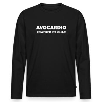 Avocardio Lustiges Gym T-Shirt – Guac Lover - Männer Premium Bio Langarmshirt - Schwarz - Vorne - Nico (187cm)