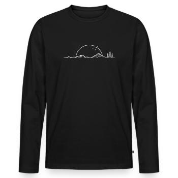 Sunset Wave Over Mountain Pines - Men's Premium Organic Long Sleeve Shirt - black - Front - Nico (187cm)