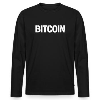 Bitcoin Lettering Stencil Clean - Men's Premium Organic Long Sleeve Shirt - black - Front - Nico (187cm)