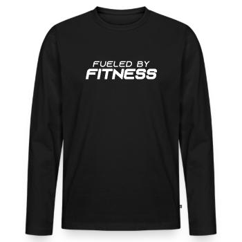 Fueled by Fitness - Sport - Gym - Athletics - Männer Premium Bio Langarmshirt - Schwarz - Vorne - Nico (187cm)