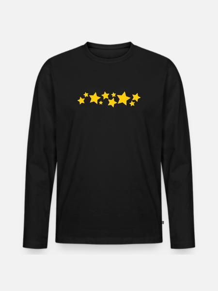 Gerade niedliche Sternengrenze - Männer Premium Bio Langarmshirt - Schwarz