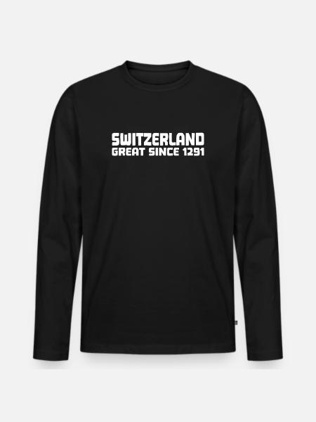 Switzerland - Great Since 1291 - Schweiz - Schwiiz - Men's Premium Organic Long Sleeve Shirt - black