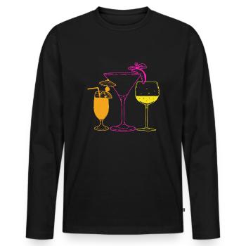 cocktail - T-shirt manches longues Premium bio Homme - noir - Devant - Nico (187cm)