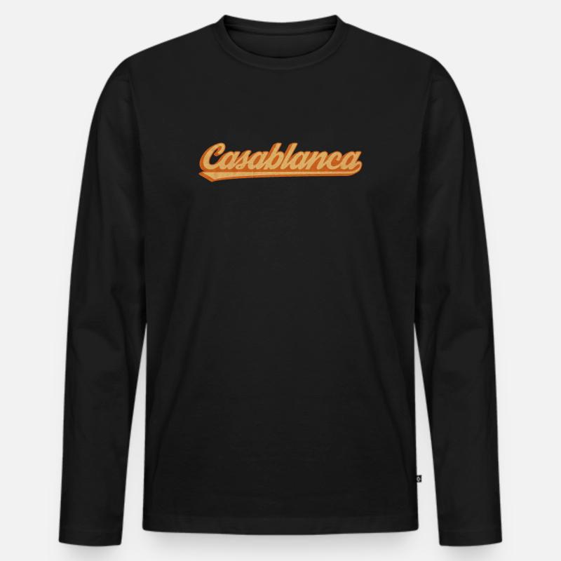 CasaBlanca Retro Script - Männer Premium Bio Langarmshirt - Schwarz
