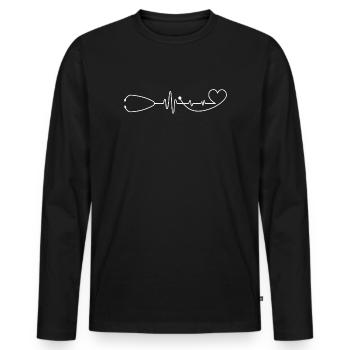 Herzschlag-Stethoskop-Linie - Männer Premium Bio Langarmshirt - Schwarz - Vorne - Nico (187cm)
