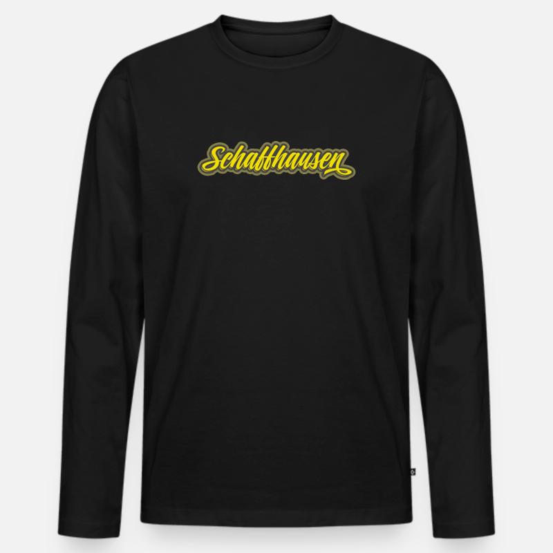 Schaffhausen Script Schriftzug - Männer Premium Bio Langarmshirt - Schwarz