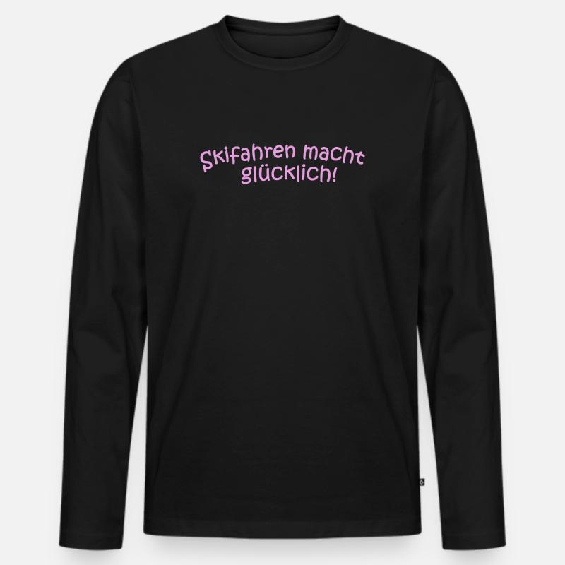 Skifahren glücklich - Männer Premium Bio Langarmshirt - Schwarz