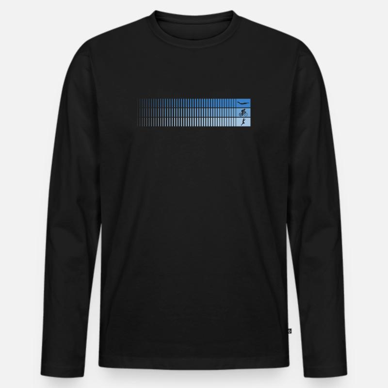 Azurblauer Farbverlauf Barcode Vogel - Männer Premium Bio Langarmshirt - Schwarz