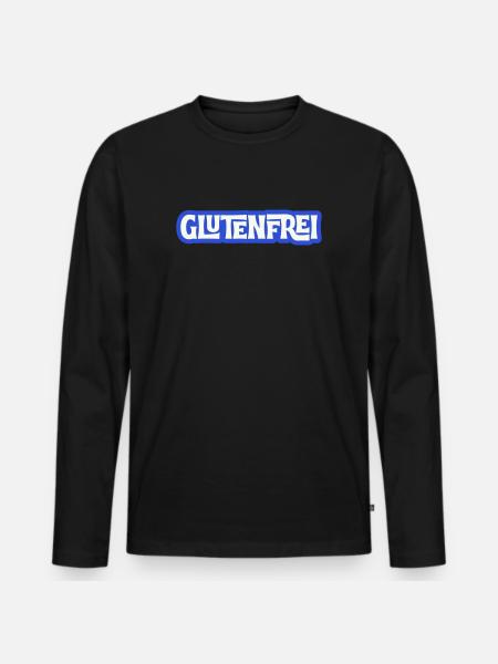 Glutenfrei Logo Blau Statement - Männer Premium Bio Langarmshirt - Schwarz