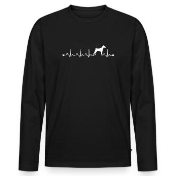 Herzschlag EKG Basenji Hund Mama Liebhaber Hund Papa - Männer Premium Bio Langarmshirt - Schwarz - Vorne - Nico (187cm)