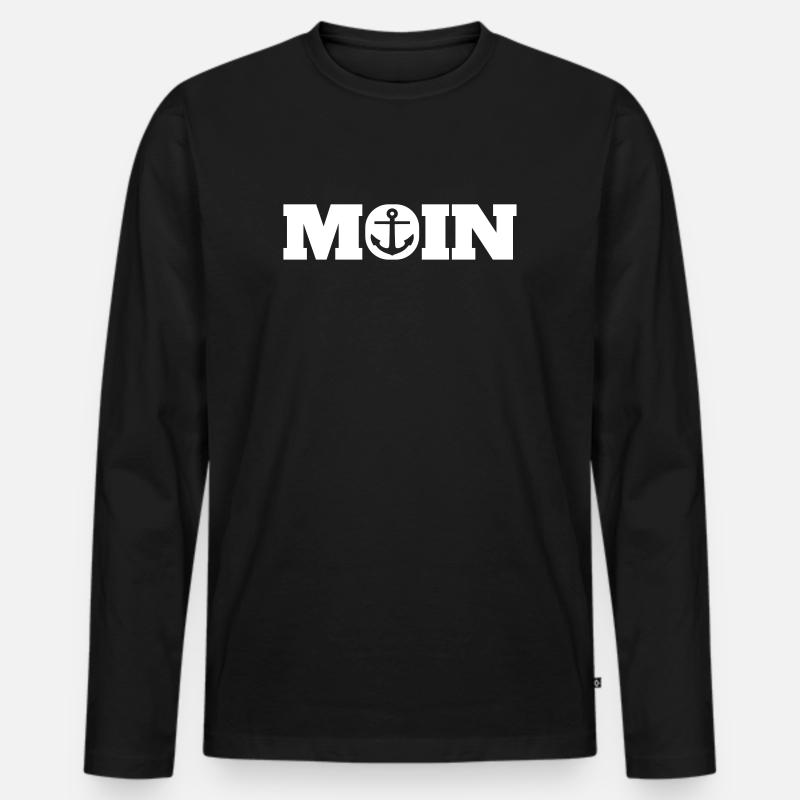 Moin mit Anker (D.I.Y.) - Männer Premium Bio Langarmshirt - Schwarz