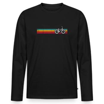 Rayures de vélo arc-en-ciel rétro - T-shirt manches longues Premium bio Homme - noir - Devant - Nico (187cm)