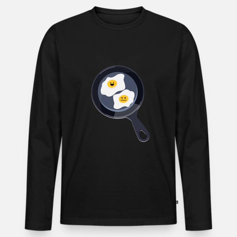 Spiegeleier - Männer Premium Bio Langarmshirt - Schwarz