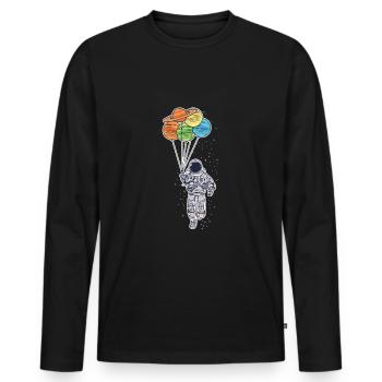 Astronaute - T-shirt manches longues Premium bio Homme - noir - Devant - Nico (187cm)