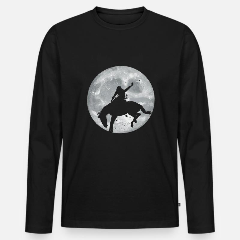 Rodeo Reiter Geschenk - Männer Premium Bio Langarmshirt - Schwarz