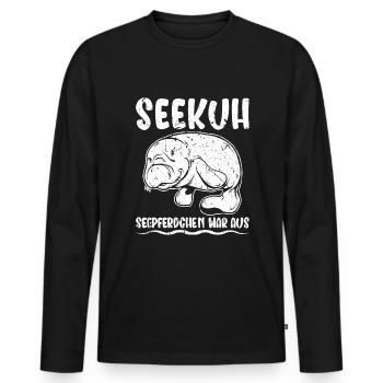 Schwimmen Wasserratte Seekuh - Männer Premium Bio Langarmshirt - Schwarz - Vorne - Nico (187cm)