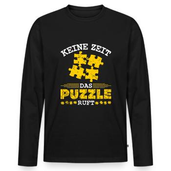 Keine Zeit Das Puzzle Ruft Puzzleteile - Männer Premium Bio Langarmshirt - Schwarz - Vorne - Nico (187cm)