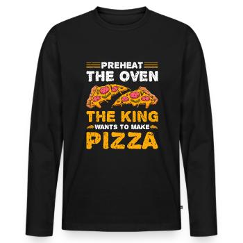 King Make Pizza Funny Pizzabäcker - Männer Premium Bio Langarmshirt - Schwarz - Vorne - Nico (187cm)