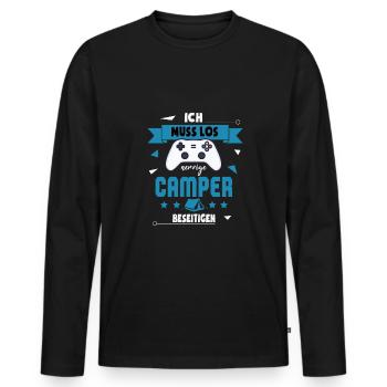 Gaming Camper | lustiges Gamer Zocker Geschenk - Männer Premium Bio Langarmshirt - Schwarz - Vorne - Nico (187cm)