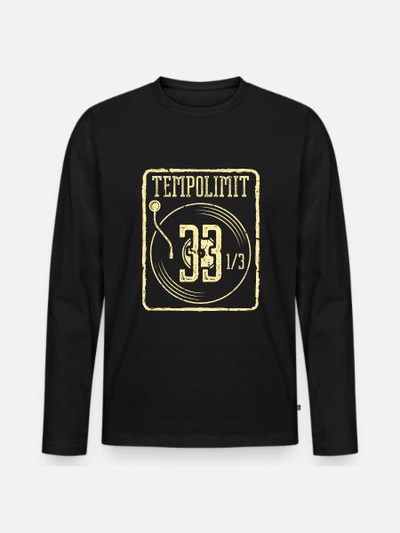 Vinyl Schallplatten Lustiges Plattenspieler - Männer Premium Bio Langarmshirt - Schwarz
