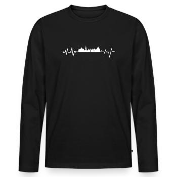 Battement de cœur d’Oxford - T-shirt manches longues Premium bio Homme - noir - Devant - Nico (187cm)