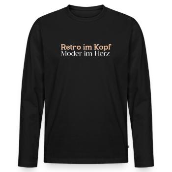 Retro in the head - Men's Premium Organic Long Sleeve Shirt - black - Front - Nico (187cm)