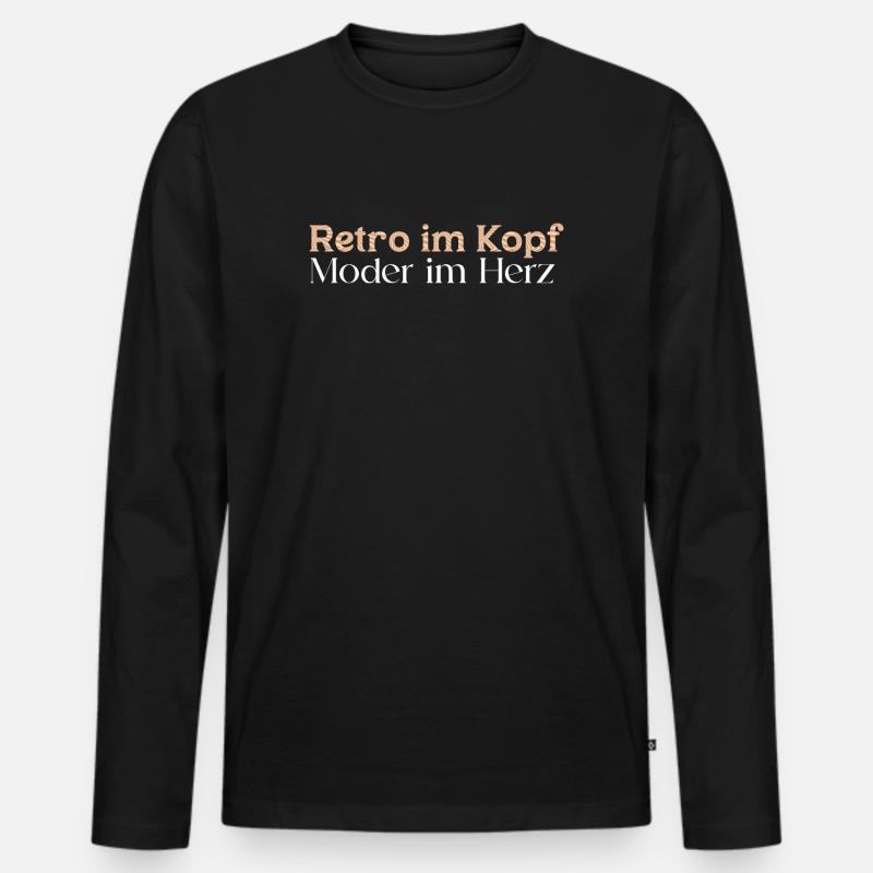 retro im kopf - Männer Premium Bio Langarmshirt - Schwarz