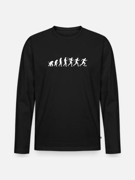 Evolution Running Silhouette to Football - Men's Premium Organic Long Sleeve Shirt - black