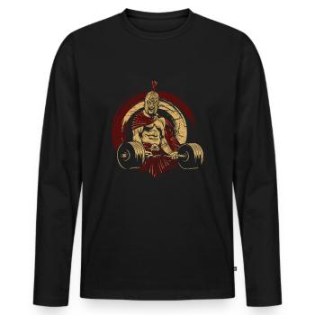Trainings shirt für Kraftsportler und Gewichtheber - Männer Premium Bio Langarmshirt - Schwarz - Vorne - Nico (187cm)