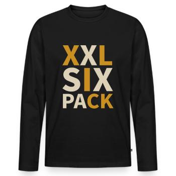 XXL SIX PACK – fat and thin people - Men's Premium Organic Long Sleeve Shirt - black - Front - Nico (187cm)