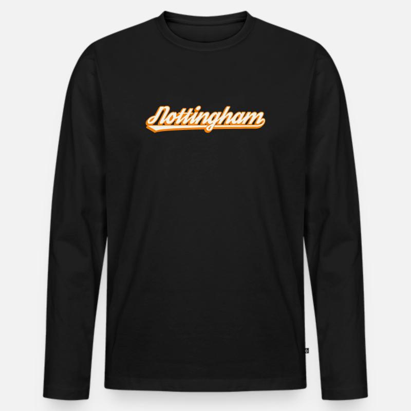 Nottingham Orange Script - Männer Premium Bio Langarmshirt - Schwarz