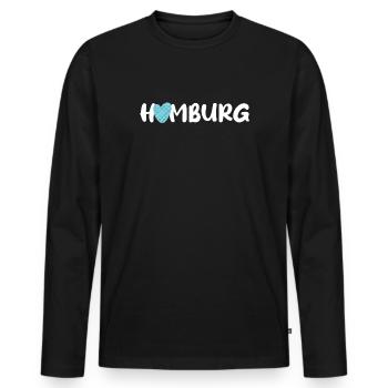 Hamburg Herz Schuppen Fisch Muster Fan Hafen Hanse - Männer Premium Bio Langarmshirt - Schwarz - Vorne - Nico (187cm)