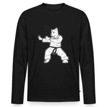 Karate Cat Self Defense - Men's Premium Organic Long Sleeve Shirt - black - Front - Nico (187cm)