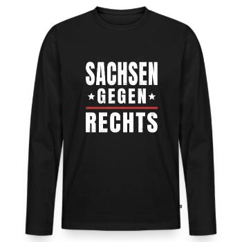 Antifaschismus Antifaschist Sachsen Gegen Rechts - Männer Premium Bio Langarmshirt - Schwarz - Vorne - Nico (187cm)