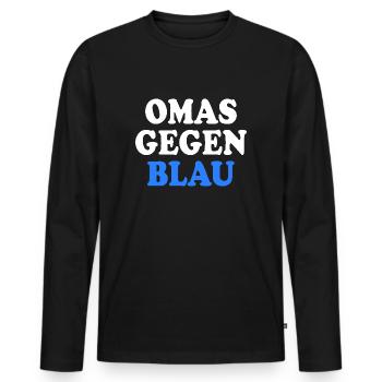 Omas gegen blau - Männer Premium Bio Langarmshirt - Schwarz - Vorne - Nico (187cm)