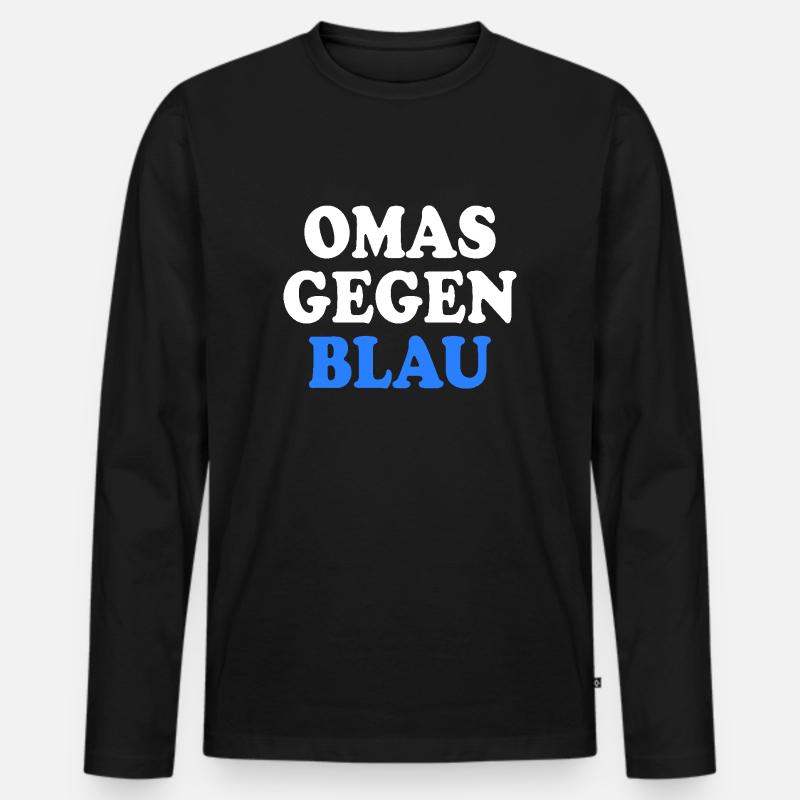 Omas gegen blau - Männer Premium Bio Langarmshirt - Schwarz
