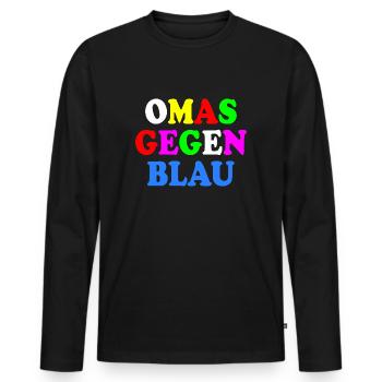 Omas gegen blau - Männer Premium Bio Langarmshirt - Schwarz - Vorne - Nico (187cm)