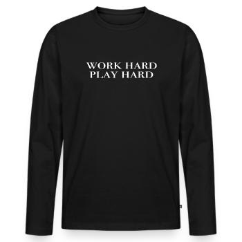 work hard, play hard - Men's Premium Organic Long Sleeve Shirt - black - Front - Nico (187cm)