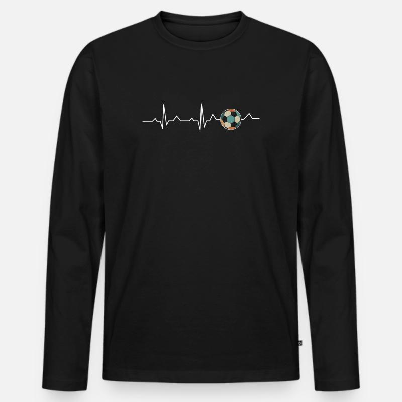 Retro Soccer Heartbeat |  - Männer Premium Bio Langarmshirt - Schwarz