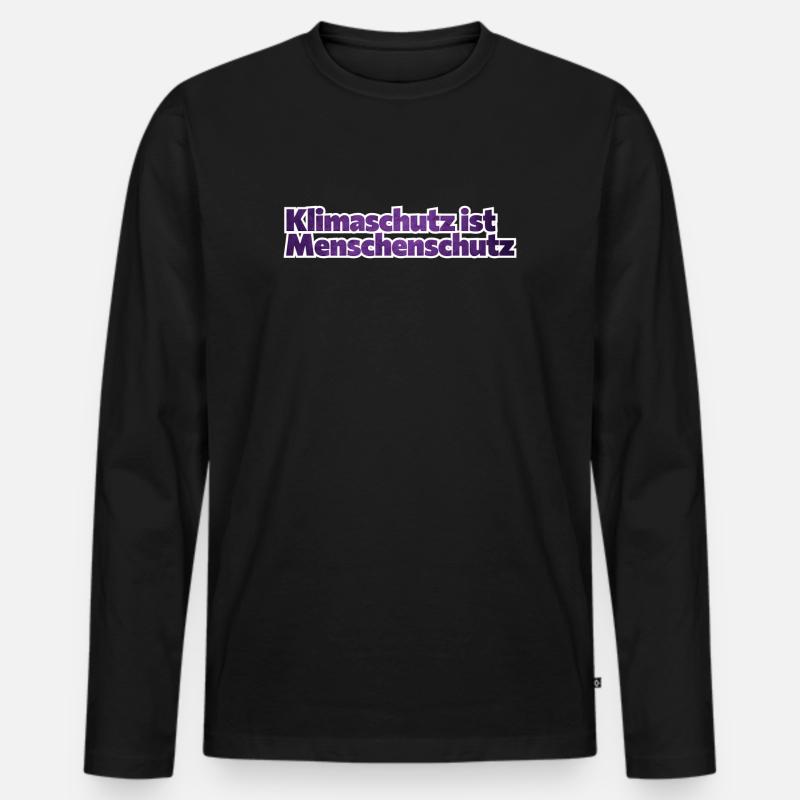 Klimaschutz ist Menschenschutz - Männer Premium Bio Langarmshirt - Schwarz