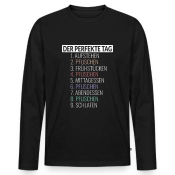 Der Perfekte Tag Pfuschen - Männer Premium Bio Langarmshirt - Schwarz - Vorne - Nico (187cm)