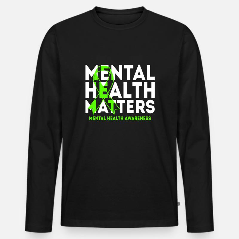 Geistige Gesundheit - Männer Premium Bio Langarmshirt - Schwarz