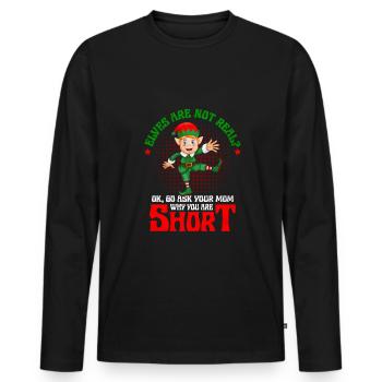 Demandez à votre mère pourquoi vous êtes une petite blague d’elfe de Noël - T-shirt manches longues Premium bio Homme - noir - Devant - Nico (187cm)