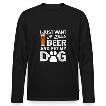 JE VEUX JUSTE BOIRE DE LA BIÈRE ET CARESSER MON CHIEN - T-shirt manches longues Premium bio Homme - noir - Devant - Nico (187cm)