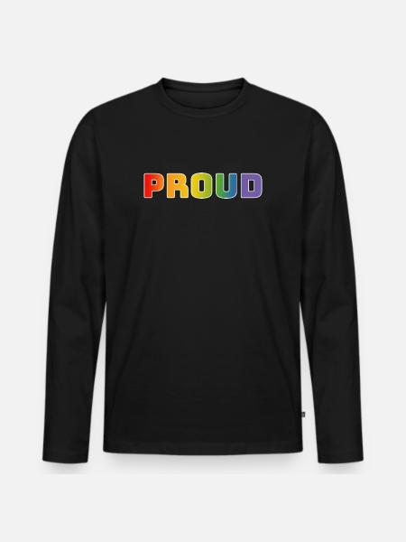 Rainbow proud white - Men's Premium Organic Long Sleeve Shirt - black