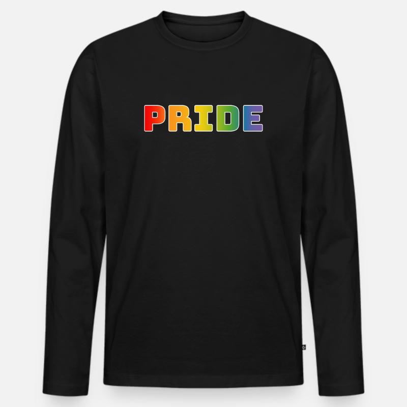 Regenbogen pride weiss - Männer Premium Bio Langarmshirt - Schwarz