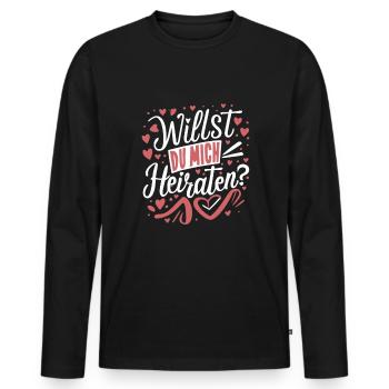 Willst du mich heiraten - Männer Premium Bio Langarmshirt - Schwarz - Vorne - Nico (187cm)