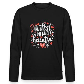 Willst du mich heiraten - Männer Premium Bio Langarmshirt - Schwarz - Vorne - Nico (187cm)