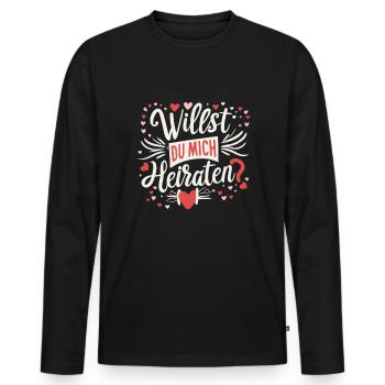 Willst du mich heiraten - Männer Premium Bio Langarmshirt - Schwarz - Vorne - Nico (187cm)